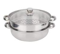 Aigend Cuiseur à Vapeur - Cuiseur à Vapeur à 2 Couches en Acier Inoxydable Double chaudière à Soupe Pot à Vapeur Cuisson 27cm/11in avec Couvercle