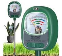 AiGerdinn Testeur d'humidité du sol/pH du sol/lumière du soleil/fertilité pour le jardinage, testeur de pH du sol à grand cadran pour intérieur et extérieur, kit de test de sol agricole - Vert gazon