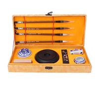 Aiggend Set de Alligraphie Chinoise, Pinceau/Encre/Papier/Station de estampage Chinois Traditionnel Calligraphie étudiant débutants Ensemble de Brocart avec Boîte de Rangement