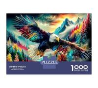 Aigle 1000 Pièce forêt Coucher de soleils Carton Robuste Puzzle Classique pour Adultes Enfants Impossible Défiant Décompression Décoration Murale 38x26cm/1000pcs
