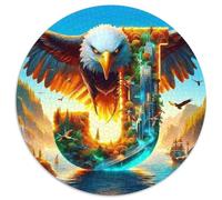 Aigle 1000 Pièces Puzzle Circulaire 3D Haute définition Puzzle Adulte pour Enfants Jeux De Défi Uniques Jeu D'Intelligence De l'art De La Décoration Moderne 1000pcs (67.5x67.5cm)