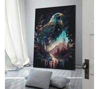 Aigle à double exposition, œuvre d'art pour murs de maison, pour adolescentes, filles, femmes, décoration de salon, art mural 3D 40 x 60 cm