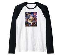 Aigle à tête Blanche Art America 250 Anniversaire 4 Juillet Drapeau des États-Unis Manche Raglan