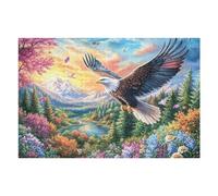 Aigle à tête Blanche avec des Fleurs et des Sommets enneigés Puzzle 1000 Pièces pour Adultes Jeu De Famille Educa Créatif Vision Qualité Supérieure Relaxation Art Cadeau 1000 PCS