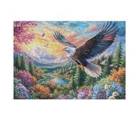 Aigle à tête Blanche avec des Fleurs et des Sommets enneigés Puzzles 300 Pièces pour Adultes Educa Jeu De Famille Artistique Relaxation Décoration Intérieure Assemblage Amusant 300 PCS