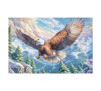Aigle à tête Blanche avec des Sommets enneigés et des Fleurs de pins Puzzle 1000 Pièces pour Adultes Art Moderne Educa Jeu De Réflexion Famille Relaxation Assemblage Amusant Cadeau De Fête 1000 PCS