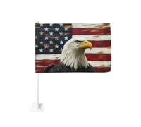Aigle à tête blanche avec drapeau américain en bois pour fenêtre extérieure 30 x 45 cm Décoration de voiture double face