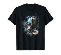 Aigle à tête Blanche avec éclairs Bleus T-Shirt Graphique avec Valeur