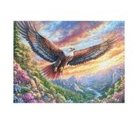 Aigle à tête Blanche avec la rivière, Le Soleil et des Fleurs Puzzle 500 Pièces pour Adultes Educa Art Contemporain Décoration Salon Qualité Supérieure Détente Famille Cadeau 500 PCS