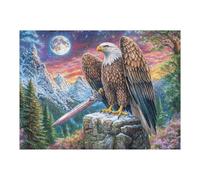 Aigle à tête Blanche avec Une épée sous Les Sommets au Clair de Lune Puzzle 500 Pièces pour Adultes Décoratif Educa Jeu De Réflexion Famille Vision 3D Relaxation Assemblage Amusant 500 PCS
