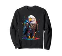 Aigle à tête blanche illustré avec éclaboussures de peinture Sweatshirt