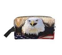 Aigle à tête blanche patriotique avec drapeau américain imprimé, sac de rangement léger, tissu Oxford 600D, pochette de rangement de voyage pour papeterie