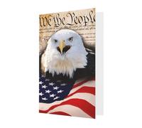 Aigle à tête blanche patriotique avec drapeau américain imprimé vertical boucle d'amour papier perlé carte de vœux de vacances avec enveloppes pour amis, famille