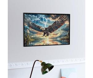 Aigle à tête Blanche Volant dans Une tempête d'éclairs Puzzle 300 Pièces pour Adultes Challenge Difficile Educa Qualité Supérieure Relaxation Art Famille Décoration Murale 300 PCS