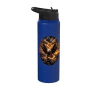 Aigle à tête blanche volant montagne, lac, coucher de soleil, aigle à tête blanche amant Stainless Steel Insulated Water Bottle