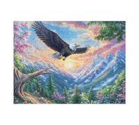 Aigle à tête Blanche Volant sur mer de Nuages dans Le Ciel Bleu Puzzles 500 Pièces pour Adultes Educa Challenge Créatif Difficile 3D Qualité Supérieure Décoration Moderne Relaxation Cadeau 500 PCS