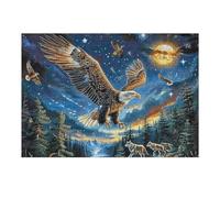 Aigle à tête Blanche Volant sur mer de Nuages d'orage Puzzles 300 Pièces pour Adultes Vision 3D Challenge Divertissant Créatif Famille Relaxation Art Décoration Moderne 300 PCS