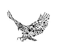 Aigle abstrait volant grand oiseau patriote Stickers muraux 34x47.4cm Culture du tatouage Noir