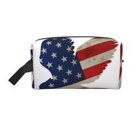 Aigle américain et drapeau imprimé 600D Oxford Pochette de rangement, grand sac de voyage portable pour articles de toilette et articles quotidiens