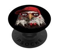 Aigle Amusant avec Lunettes en cœur PopSockets PopGrip Adhésif