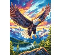 Aigle aux ailes ardentes Over Mountains 1000 Pièces Puzzle Collectionneur En Carton Anti-Déchirure Animal sauvage et animal de compagnie Cute Haute Difficulté Motif Complexe Décoration Murale Collecti