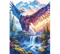 Aigle avec des ailes arc-en-ciel volant au-dessus d'une cascade 300 Pièces Puzzle Personne Âgée En Carton Rigide Faune sauvage et animaux de compagnie Facile Débutant Anti-Stress Activité Manuelle Thé