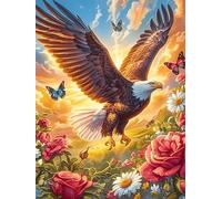 Aigle avec des papillons et des fleurs 1000 Pièces Puzzle Personne Âgée En Carton Rigide Animal sauvage et animal de compagnie Cute Facile Débutant Anti-Stress Activité Manuelle Thérapie Occupationnel