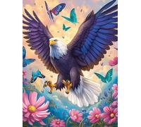 Aigle avec des papillons et des fleurs 300 Pieces Casse-tête Débutant En Carton Haute Qualité Animal sauvage et animal de compagnie Cute Facile Anti-Stress Passe-Temps Loisir Créatif Idée Cadeau Saint