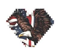 Aigle avec drapeau américain imprimé Art Brique Puzzle en forme de cœur Brique Bricolage Blocs de Construction Set 3D Décoration de la Maison 82 Pièces