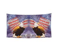 Aigle avec drapeau américain imprimé bannière de fête d'Halloween, décoration extérieure pour clôture, porche, jardin, vacances, décoration à suspendre
