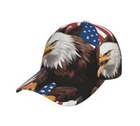 Aigle avec drapeau américain imprimé casquette de baseball pour homme chapeau de soleil respirant personnalisé réglable casquettes de camionneur décontractées noir, Noir , Taille unique