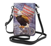 Aigle avec drapeau des États-Unis Sac à bandoulière en cuir PU pour téléphone portable