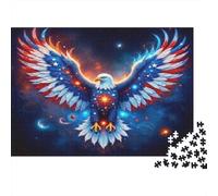 Aigle avec étoiles et rayures Puzzle Classique 1000 Pièces Carton Robuste Pour Adultes, Défi Impossible Difficile, Anti-Stress, Excellent Cadeau De Relaxation Pour Professionnels Occupés 38x26cm/1000p