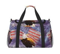 Aigle avec imprimé drapeau des États-Unis Sac de nuit Sac de week-end Sac à main d'entraînement Sac de yoga Sac de sport Sac de sport Sac de sport Sac pour articles personnels pour Audlts, Noir ,