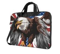 Aigle avec imprimé drapeau des États-Unis Sac élégant et protecteur pour ordinateur portable léger et polyvalent pour le travail et les voyages, Noir , 15.6 inch