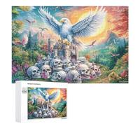 Aigle Blanc sur crânes avec Casque de Fer Puzzle 1000 Pièces pour Adultes Jeu Logique Stimulation du Cerveau Cadeau pour Toutes Occasions 1000 PCS