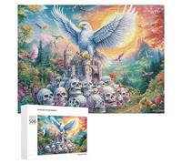 Aigle Blanc sur crânes avec Casque de Fer Puzzle 500 Pièces pour Famille Puzzle Coopératif Exercice Mental Cadeau pour Célébration 500 PCS