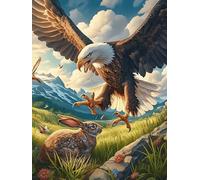 Aigle chassant Un Lapin in A Mountain Meadow Puzzle 300 Pièces pour Adultes Décoration Moderne Educa Jeu De Réflexion Famille Divertissement Créatif Challenge Cadeau 300 PCS