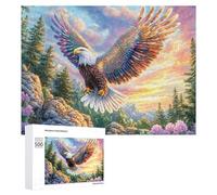 Aigle Chauve avec des Ailes colorées sur la Montagne Puzzle 500 Pièces pour Adultes Entraînement Cérébral Maîtrise Logique Cadeau pour Amateurs De Défis 500 PCS