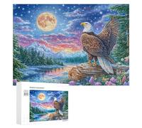 Aigle Chauve avec Foudre et Nuages de tempête Puzzle 300 Pièces pour Couples Collaboration À Domicile Pensée Stratégique Cadeau pour Romance 300 PCS