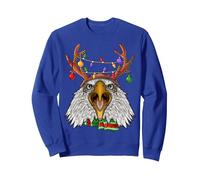 Aigle Chauve Bois de Renne Mignon Animal de Noël pour Enfants Sweatshirt, Unisexe pour Adultes, Bleu Royal, M