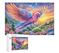 Aigle Chauve coloré dans Le Ciel étoilé éclairé de Lune Puzzle 1000 Pièces pour Adolescents 14+ Jeu De Groupe Logique Et Réflexion Cadeau pour Réunion 1000 PCS