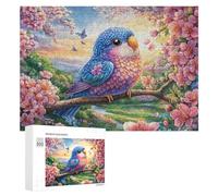 Aigle Chauve coloré dans Le Ciel Floral étoilé Puzzle 300 Pièces pour Adolescents 14+ Activité Après veloppement Logique Cadeau 300 PCS