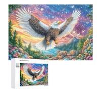 Aigle Chauve dans la Brume étoilée et Les Nuages Puzzle 1000 Pièces pour Couples Collaboration À Domicile Pensée Stratégique Cadeau pour Romance 1000 PCS