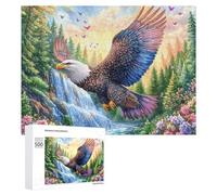 Aigle Chauve dans Le Ciel coloré au-Dessus de l'eau Puzzle 500 Pièces pour Adultes Jeu De Détente Endurance Mentale Cadeau pour Longues Soirées 500 PCS