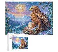 Aigle Chauve sur Le Rocher avec des Lapins en Fleurs Puzzle 300 Pièces pour Seniors Moment Calme Stimulation Cognitive Cadeau pour Loisirs 300 PCS