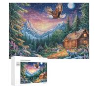 Aigle Chauve sur Le Tronc dans Le Jardin des Roses Puzzle 300 Pièces pour Couples Loisirs À La Maison Résolution Commune Cadeau pour Mariage 300 PCS