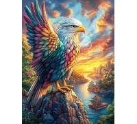 Aigle coloré au Coucher de Soleil 300 Pieces Casse-tête Collectionneur en Carton sans Déformation Très Difficile Motif Complexe Décoration Murale Cadeau Noël Premium 300 PCS