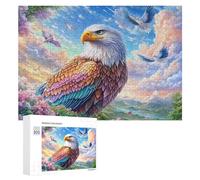 Aigle coloré et Oiseau dans Le Champ Floral Puzzle 300 Pièces pour Seniors Loisirs Intérieurs Stimulation Mentale Cadeau pour Présent Attentionné 300 PCS