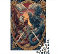 Aigle Combattant Un Serpent, Deux épées croisées Cadeau Unique Décoration Intérieure Jeu ÉduChatif Challenge Toy Adultes & Enfants des 14 Ans 38x26cm/1000pcs